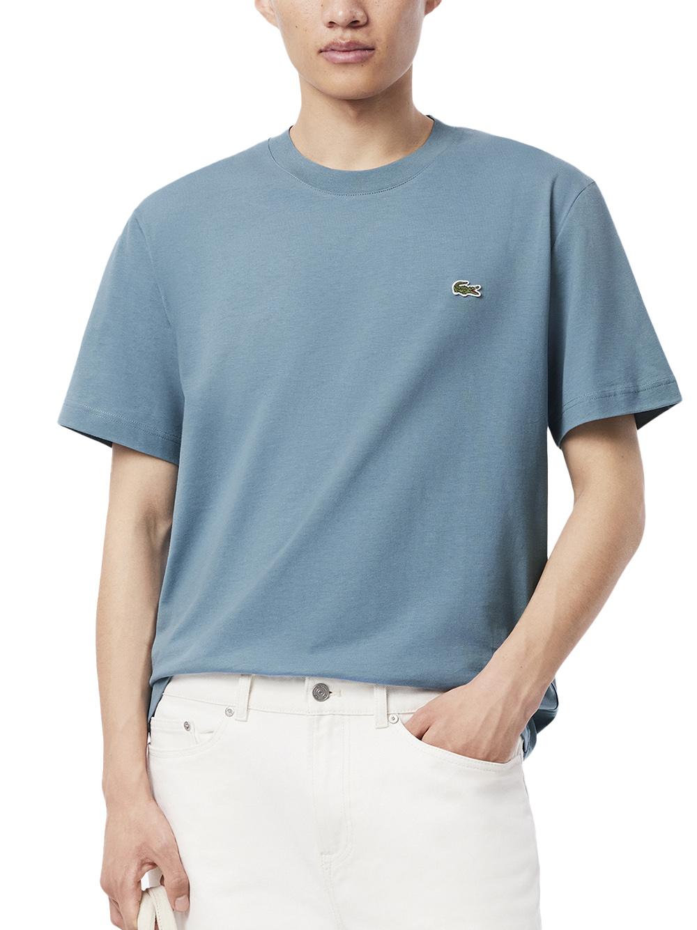 T-shirt azzurra mini logo ricamo TH7318 HD9 LACOSTE 