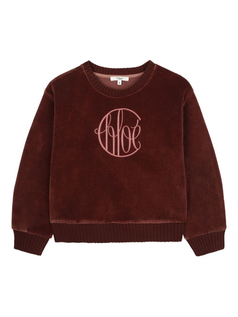 Felpa con Logo Ricamato e Finiture a Coste C20648 958 CHLOE KIDS 