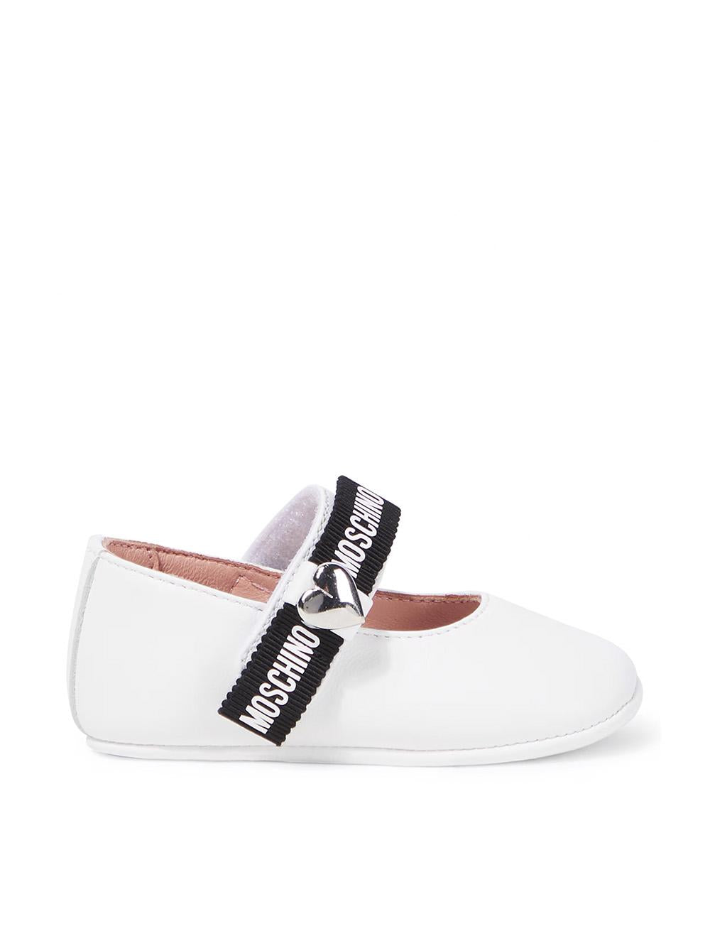 Ballerina bianca strappo logato neonata 80388 01 MOSCHINO KIDS 