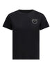 T-shirt nera in cotone con decorazione in cristalli