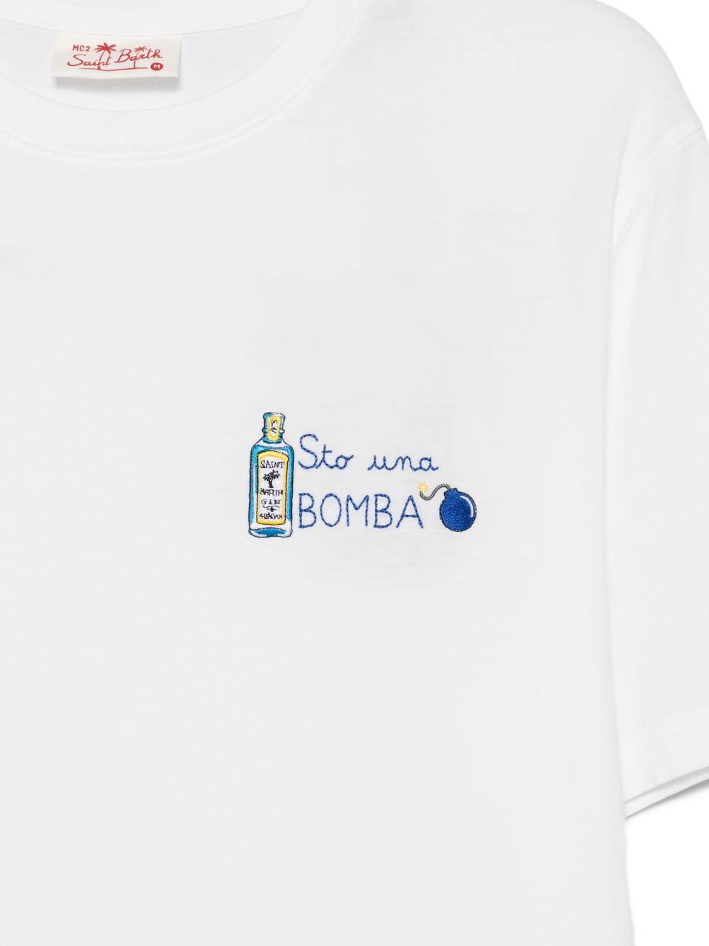T-shirt in cotone organico con ricamo POT0001 04429L MC2 SAINT BARTH 