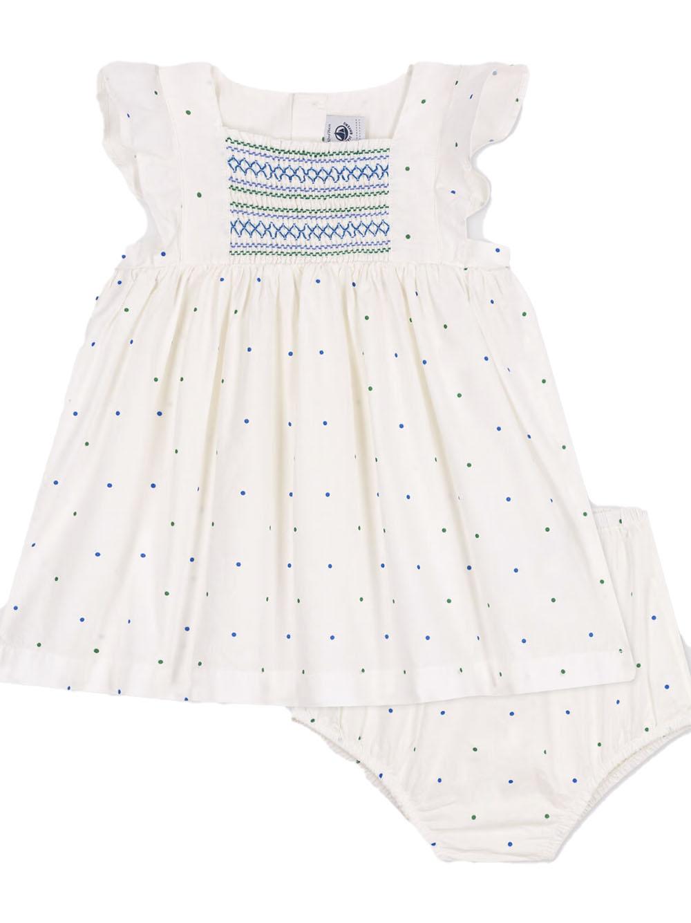 Completo avorio con pois  e ricami A0CD5 01 PETIT BATEAU KIDS 