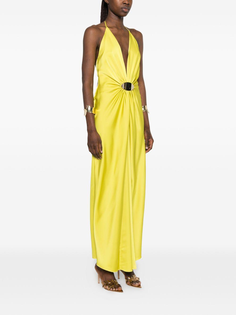 Abito lungo in poliestere con scollo all'americana P26CEAB11201 V0780 SIMONA CORSELLINI 