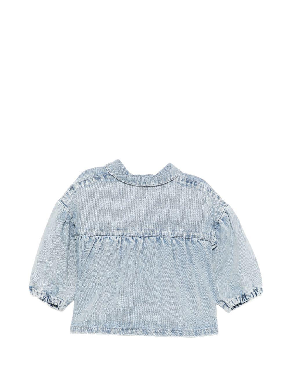 Giacca in denim con tasche a forma di orsetto MDS02KL0E34 40186 MOSCHINO KIDS 
