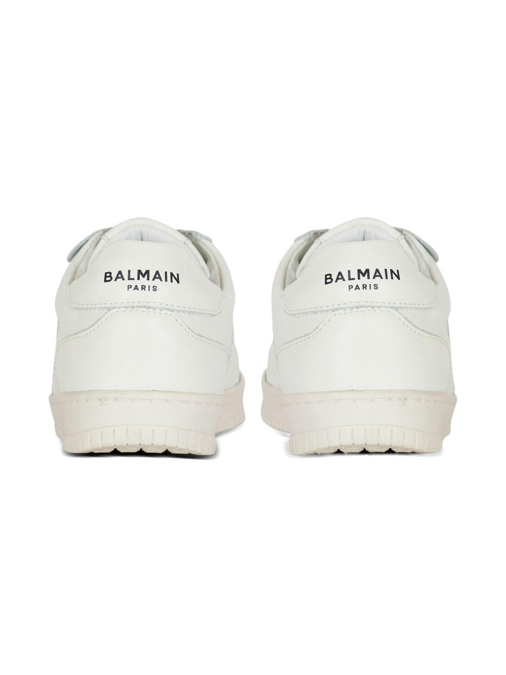 Sneakers Bianche in Pelle con Logo Laterale BX0Q16Z1574 100 BALMAIN KIDS 
