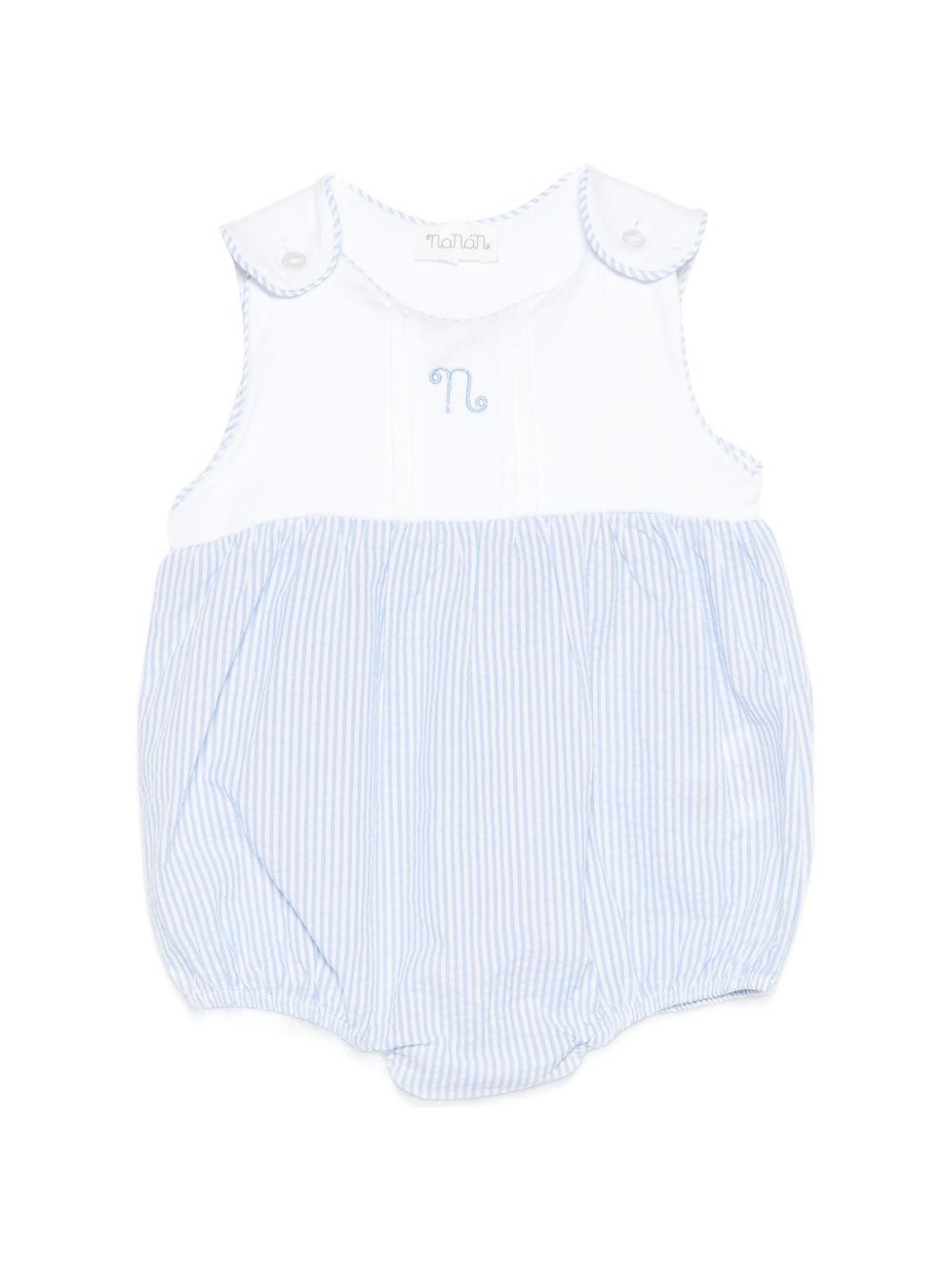 Tutina in cotone a righe con bottoni E26129 BIANCO NANAN KIDS 
