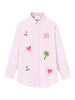 Camicia brigitte fantasia a righe e ricami