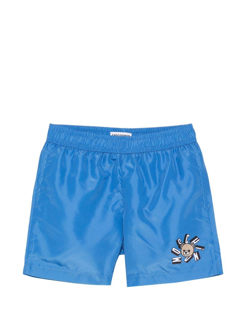 Boxer da mare cobalto con logo HUL01LLKA02 40630 MOSCHINO KIDS 