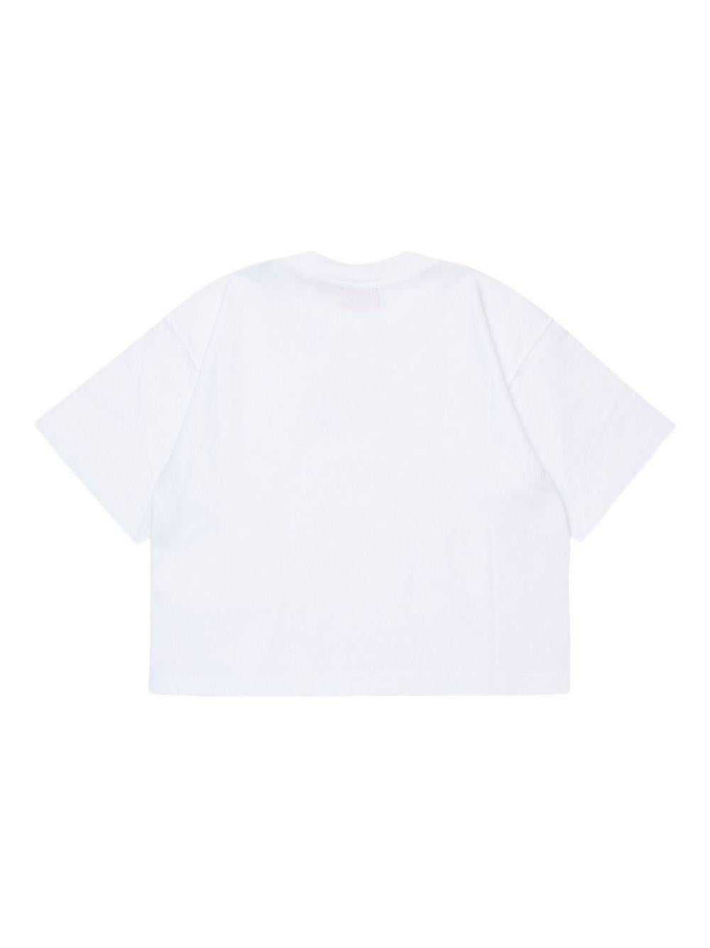 T-shirt Bianca con Logo Ricamato J0242800YI9 K100 DIESEL KIDS 