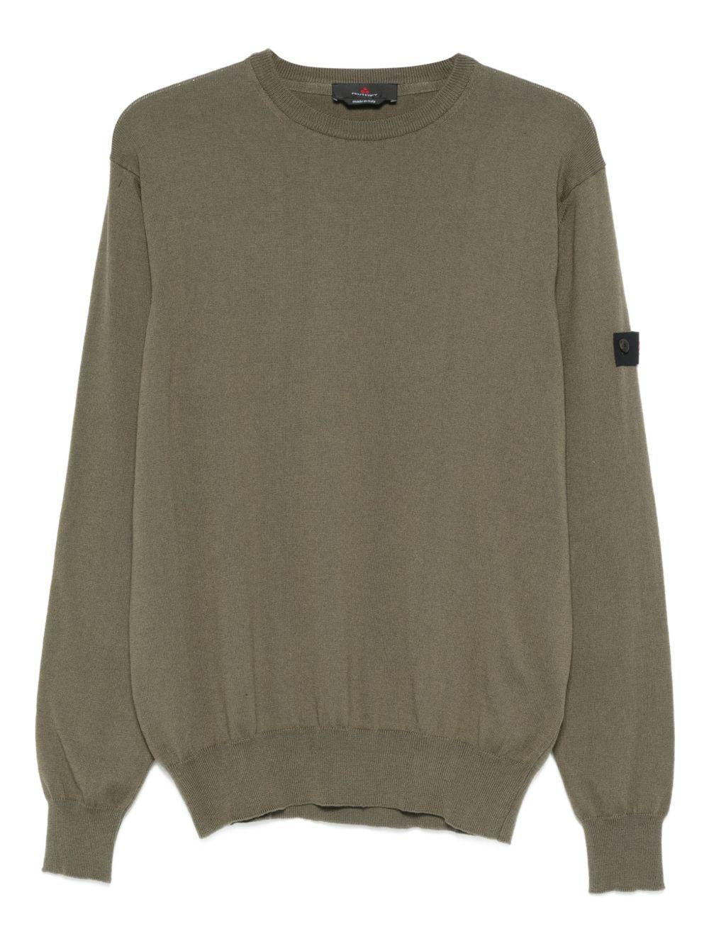 Maglione verde bosco a collo giro con toppa PEU561199011919 690 PEUTEREY 