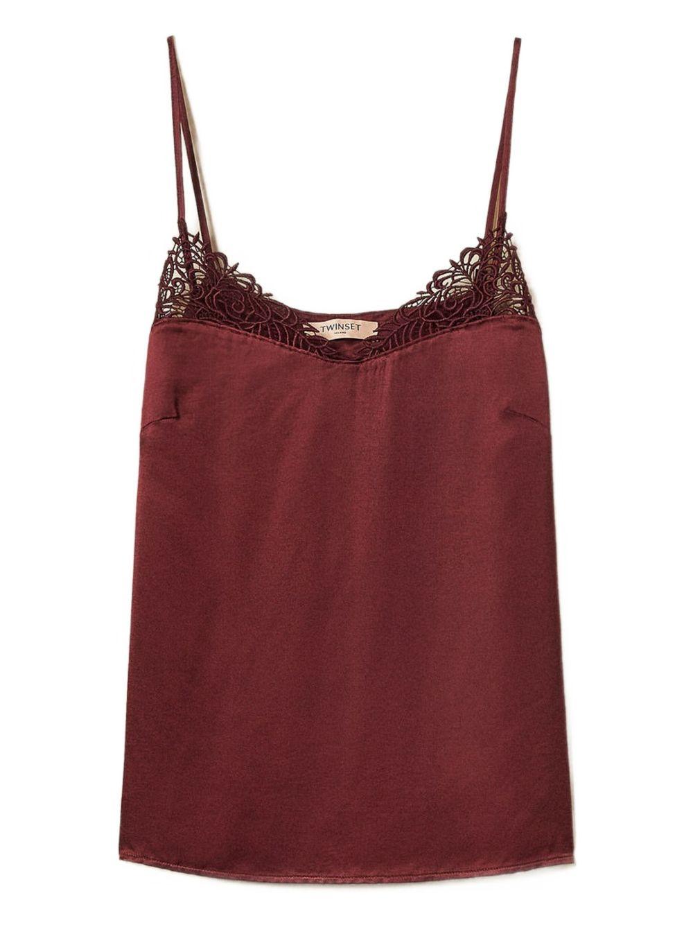 Top Borgogna con Finitura in Pizzo 252TP2481 05609 TWINSET 