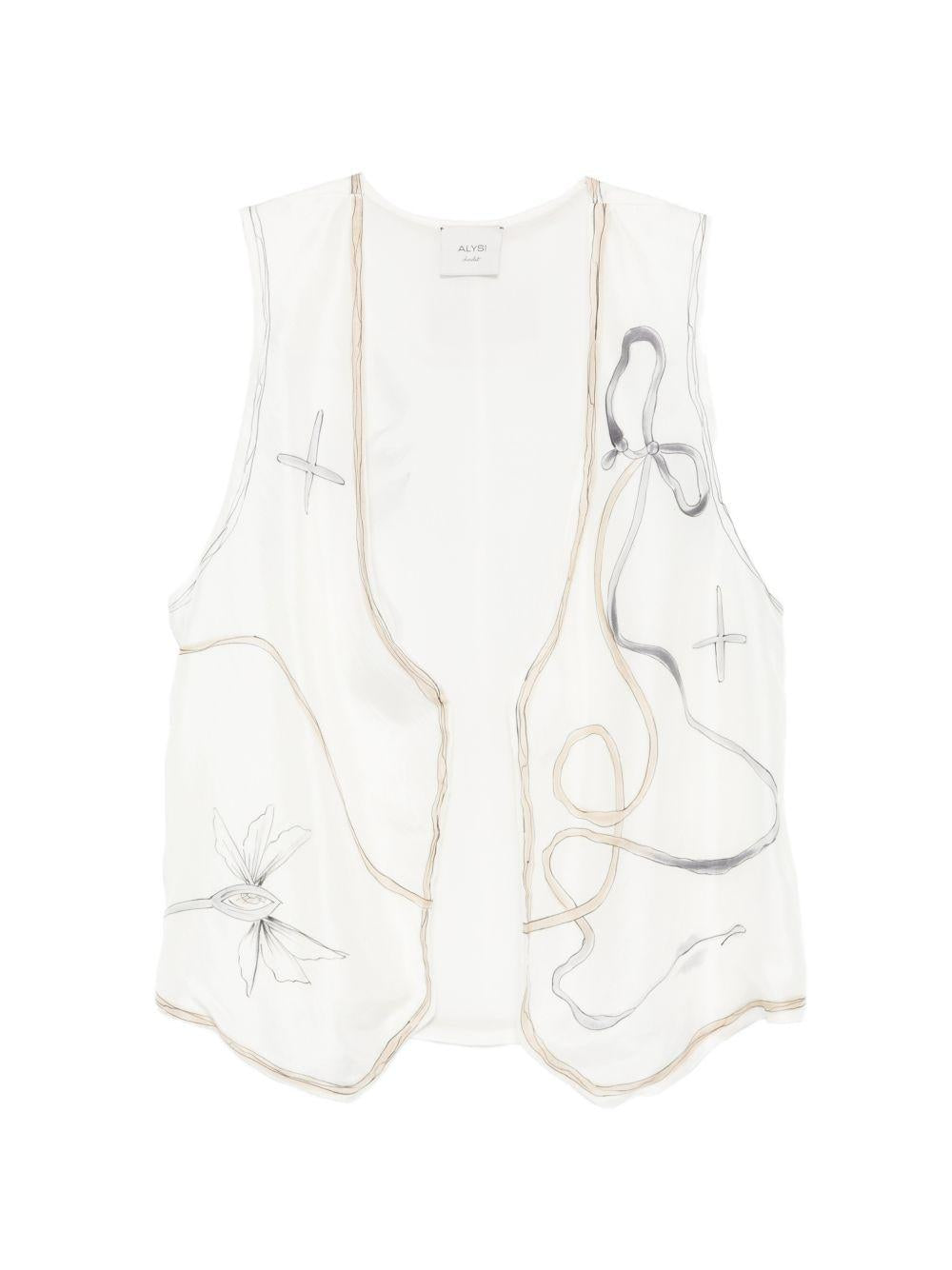 Gilet in seta scollo a V 216812P6202 BURRO ALYSI 