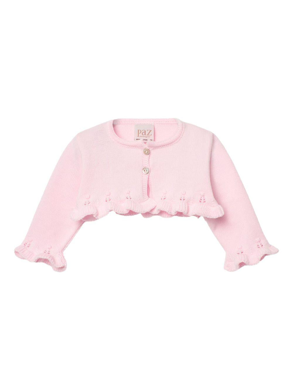 Carigan crop rosa con ricamo