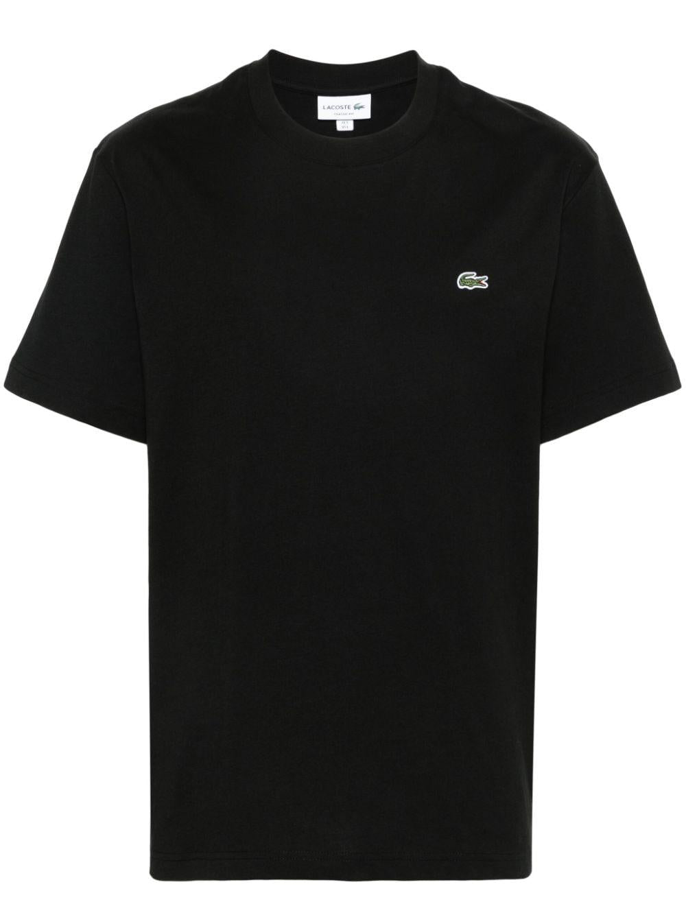 T-shirt nera mini logo ricamo TH7318 031 LACOSTE 