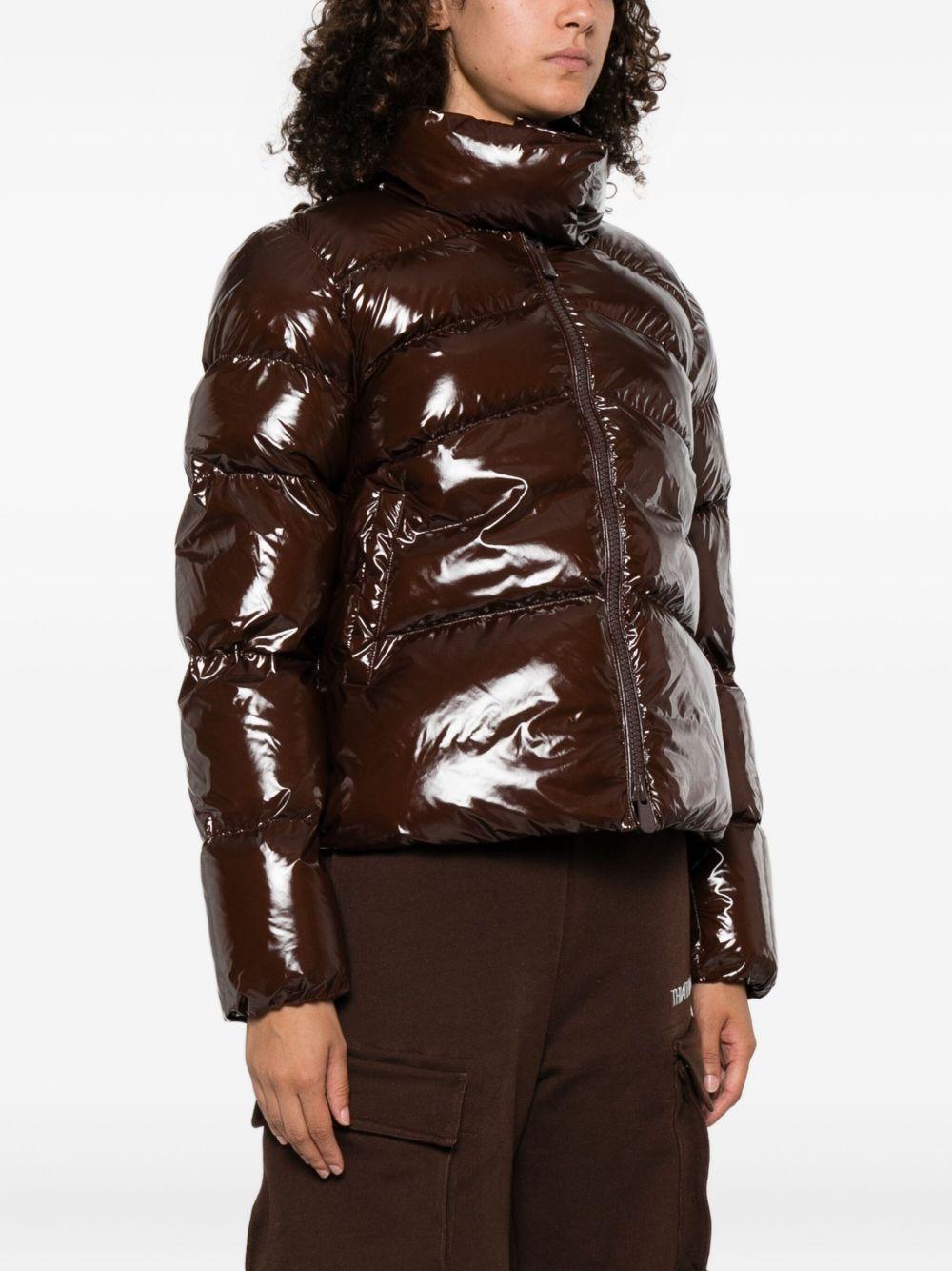 Giacca trapuntata marrone con collo a imbuto e zip 101598A2P7 M22 PINKO 