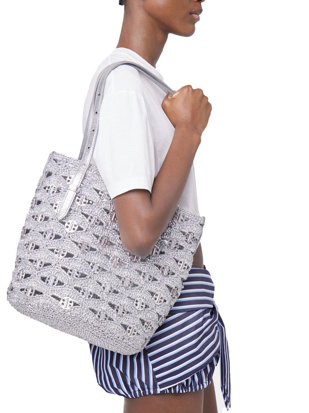 BORSA TOTE ARGENTO IN RAFIA LUREX