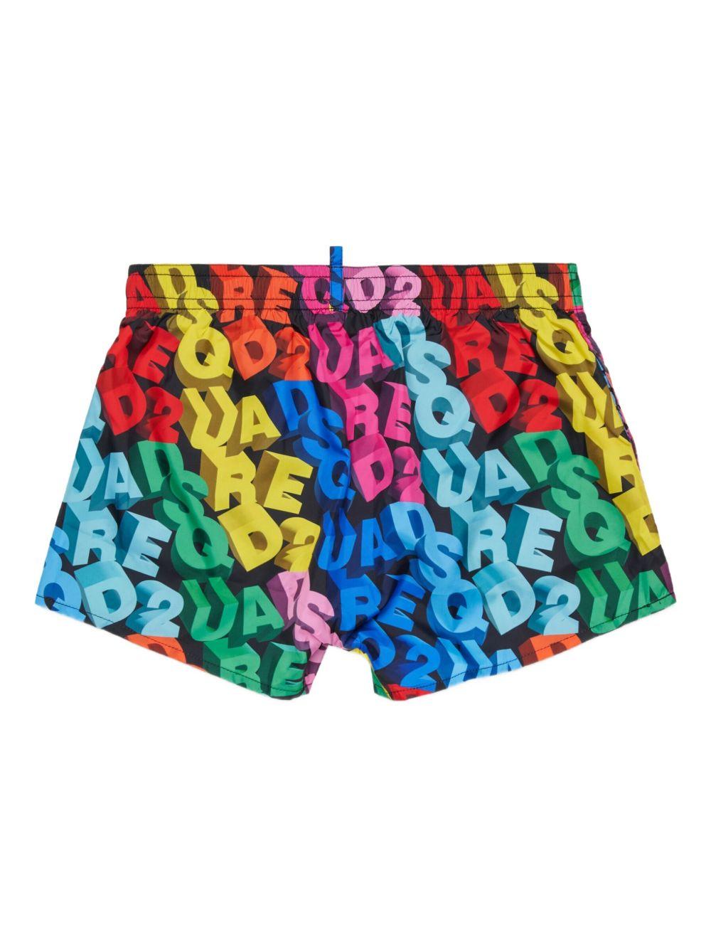 Boxer da mare con stampa lettering multicolor DQ3292D0AH6 DQ003 DSQUARED KIDS 