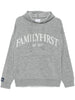 Felpa grigia in maglia logo ricamo
