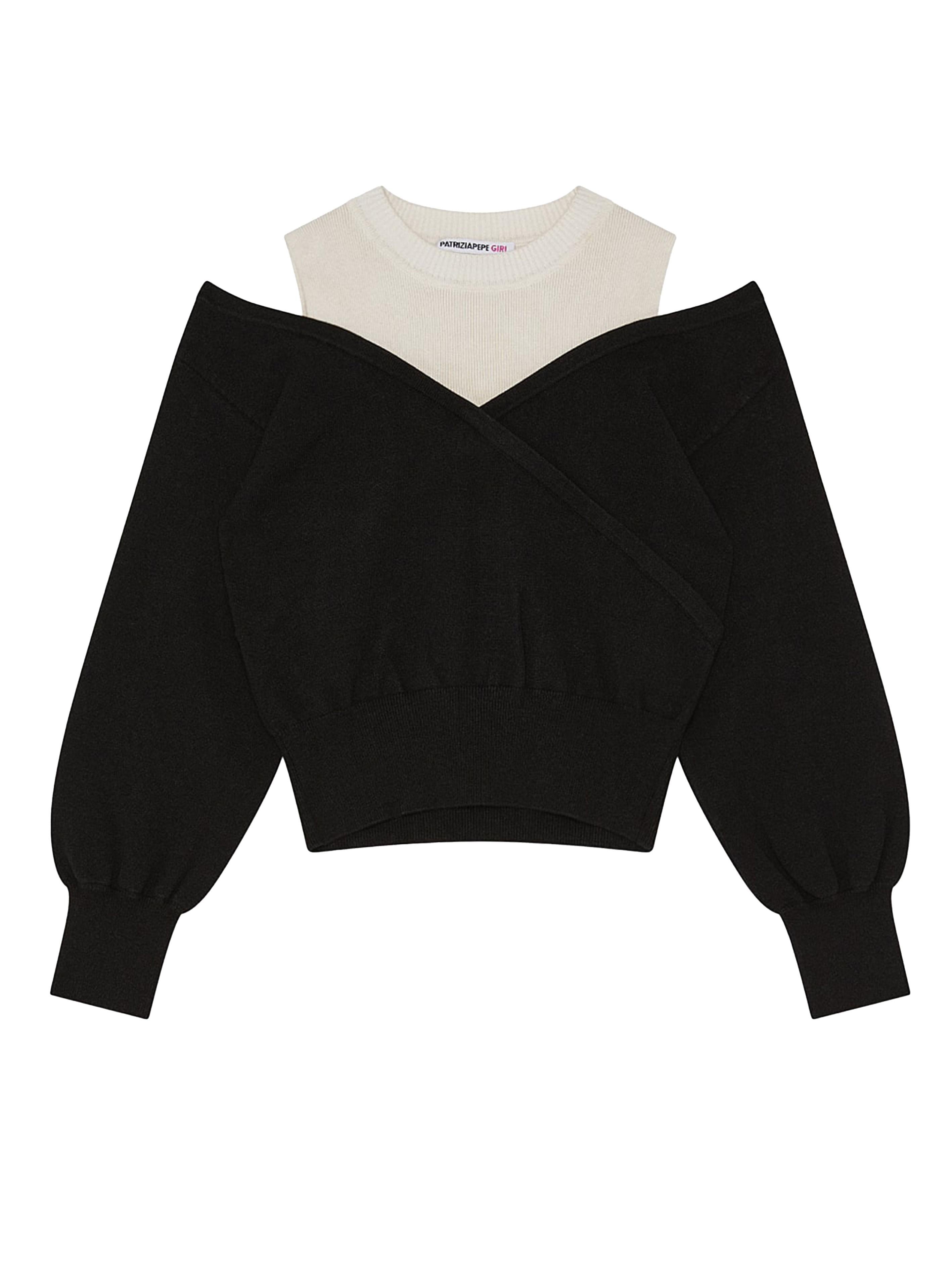Maglia con canotta nera/bianca 7K0042K202 I258 PATRIZIA PEPE GIRL 
