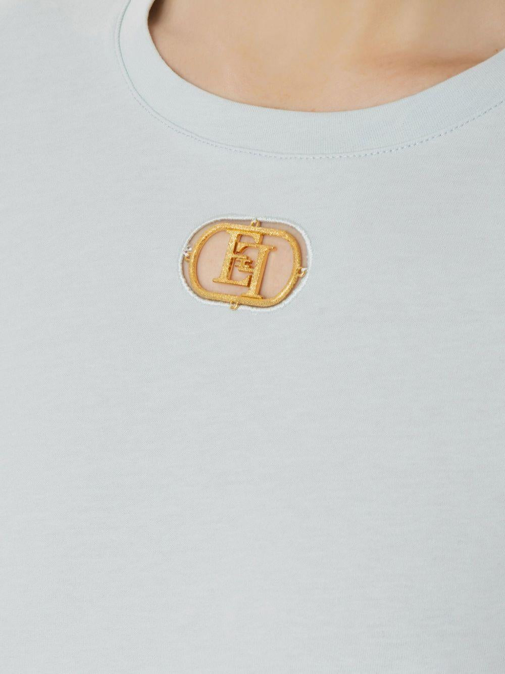 T-shirt acqua cut-out logato MA52N41E2 BV9 ELISABETTA FRANCHI 