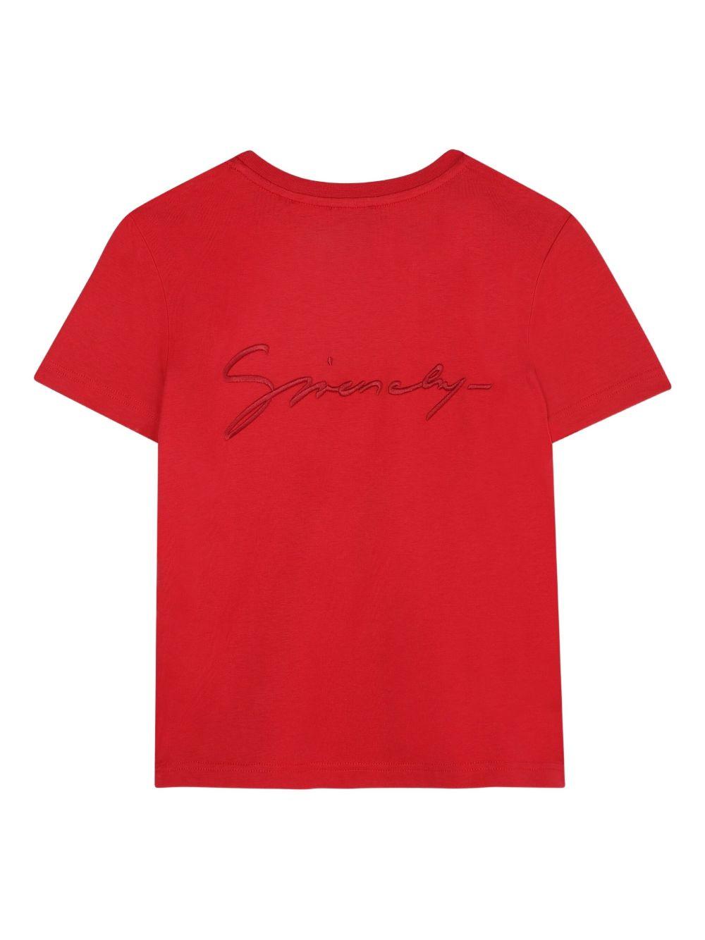 T-shirt in Cotone Biologico con Logo Frontale H30967 95H GIVENCHY KIDS 