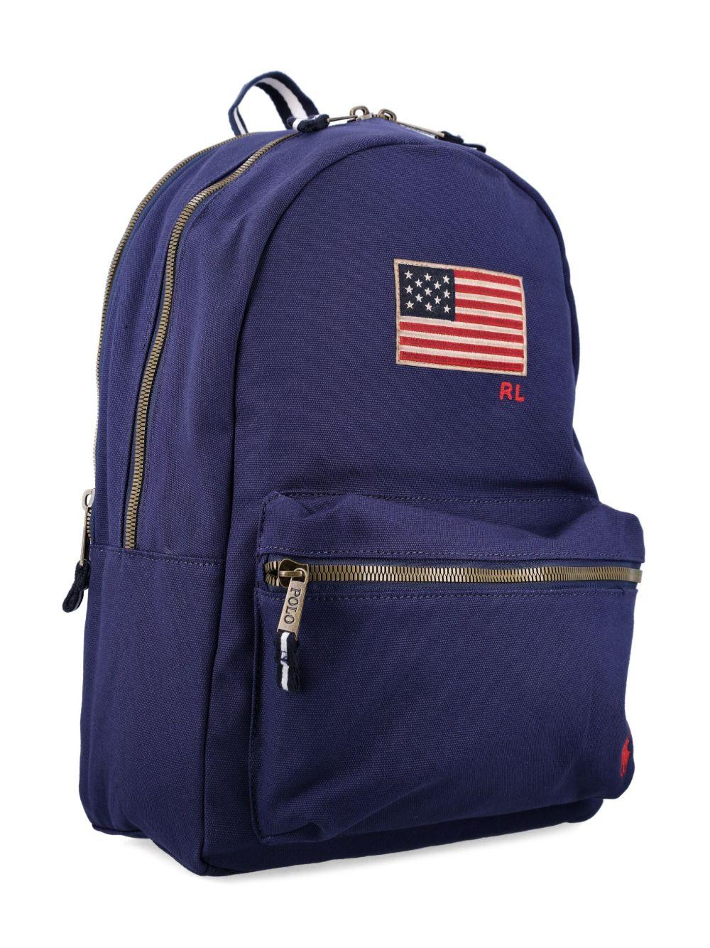 Zaino in Cotone Blu Navy con Ricamo Polo Pony 9AR137 BCV POLO RALPH LAUREN KIDS 