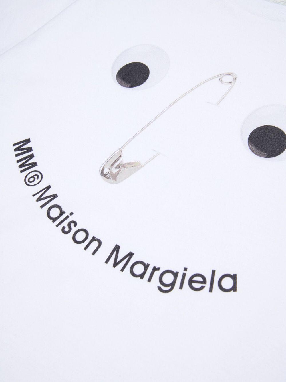 T-shirt bianca con stampa logo e scollo rotondo M60907MM04I M6100 MM6 MAISON MARGIELA KIDS 