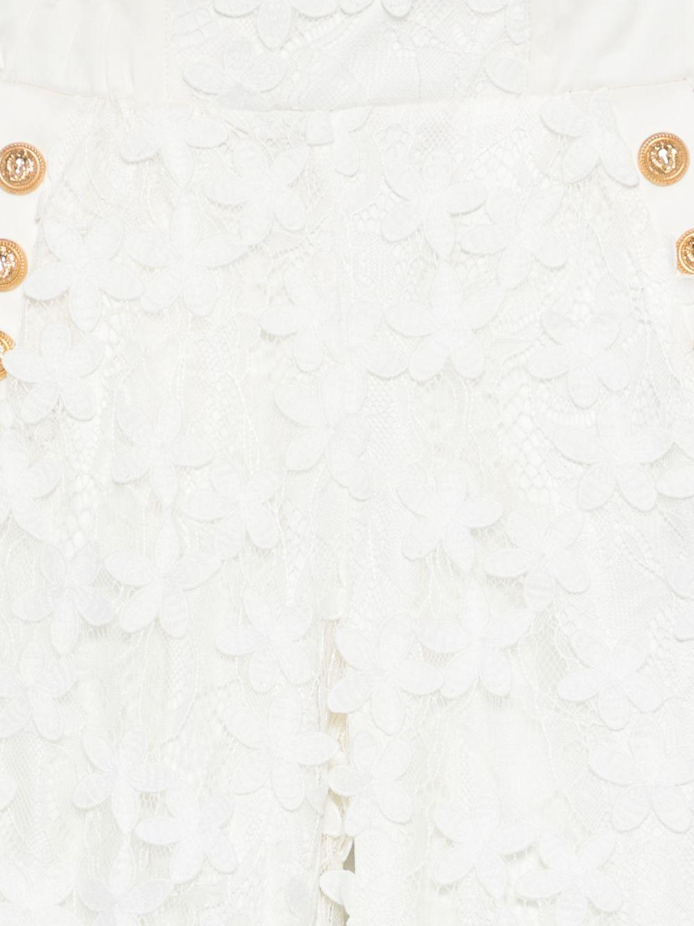 Pantaloni in pizzo con bottoni dorati BY6B80U0263 100 BALMAIN KIDS 