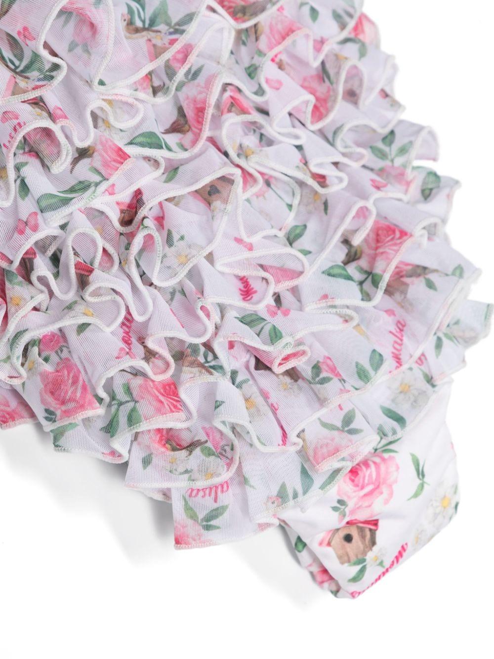 Costume bianco neonata stampa floreale