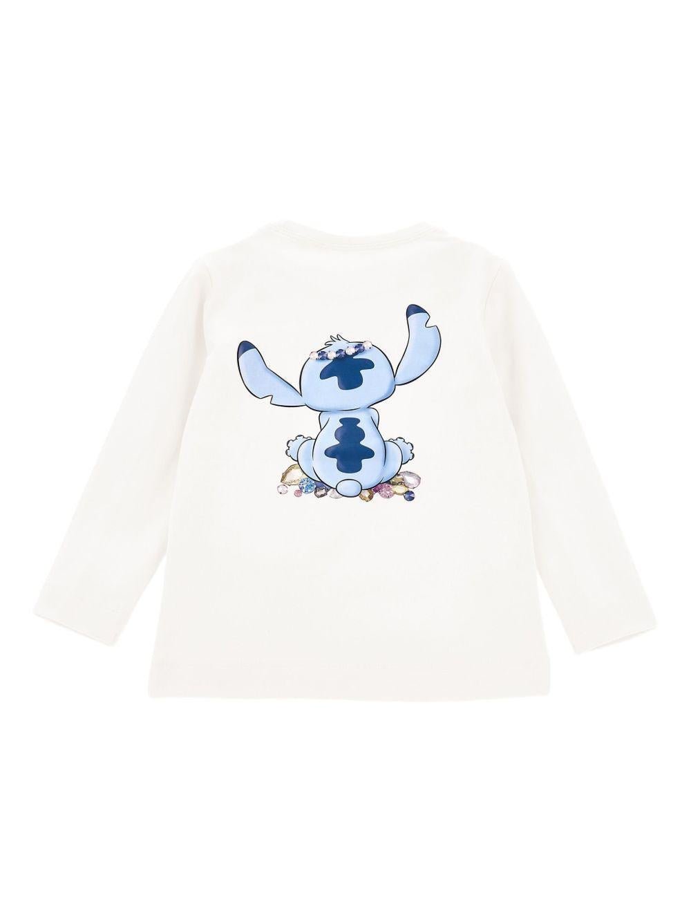 T-shirt Bianca con Grafica Frontale e Retro 19F6106013 0001 MONNALISA KIDS 