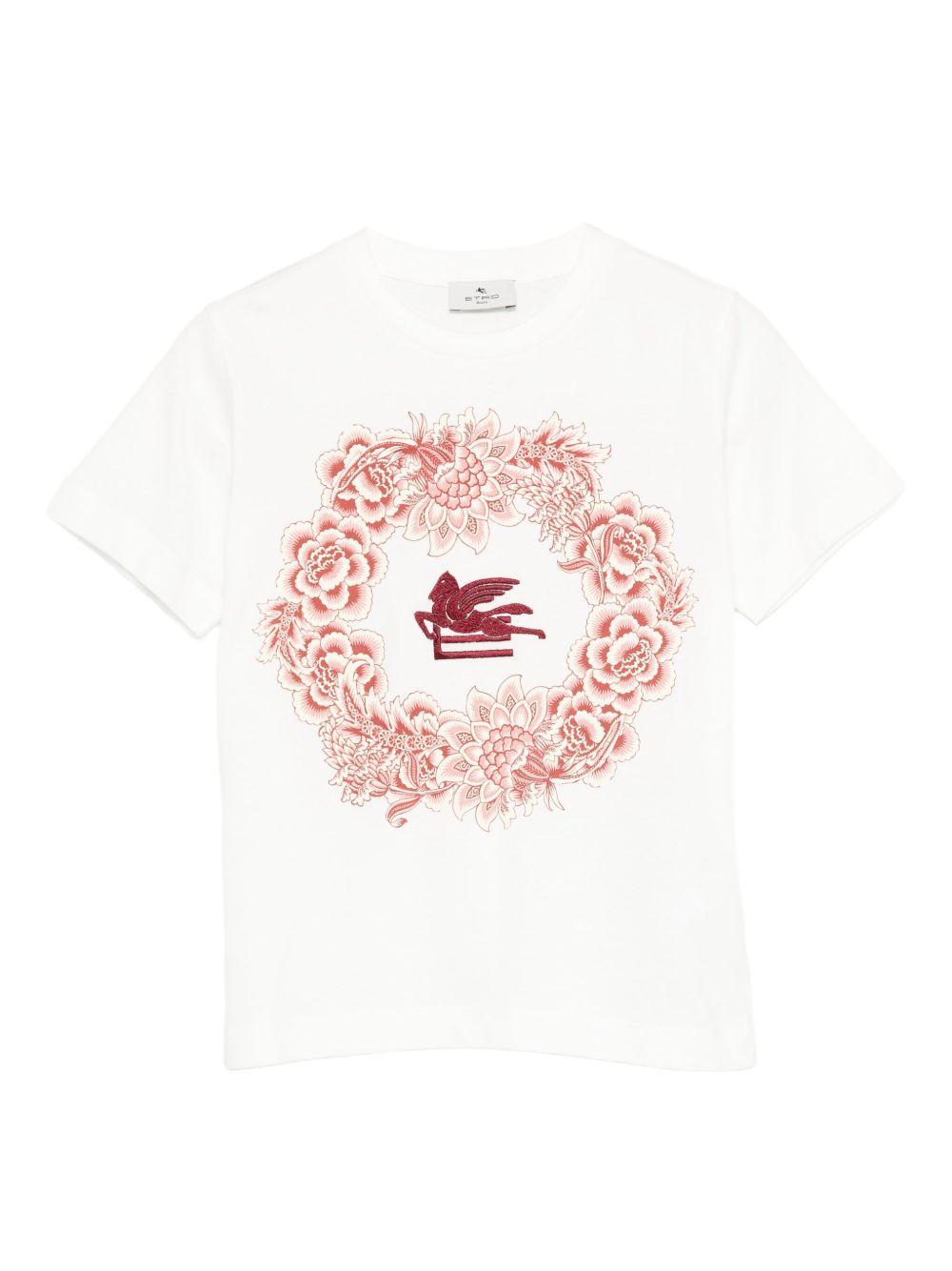 T-shirt Bianca con Motivo Pegaso GX8A11Z3186 101RS ETRO KIDS 