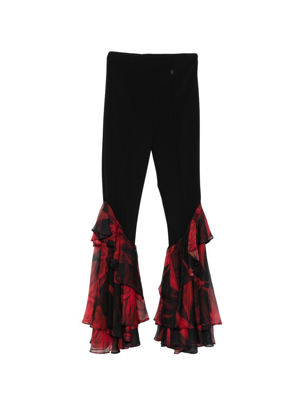 Pantaloni a zampa con balze WS00560 NERO BABYLON COLLECTION 