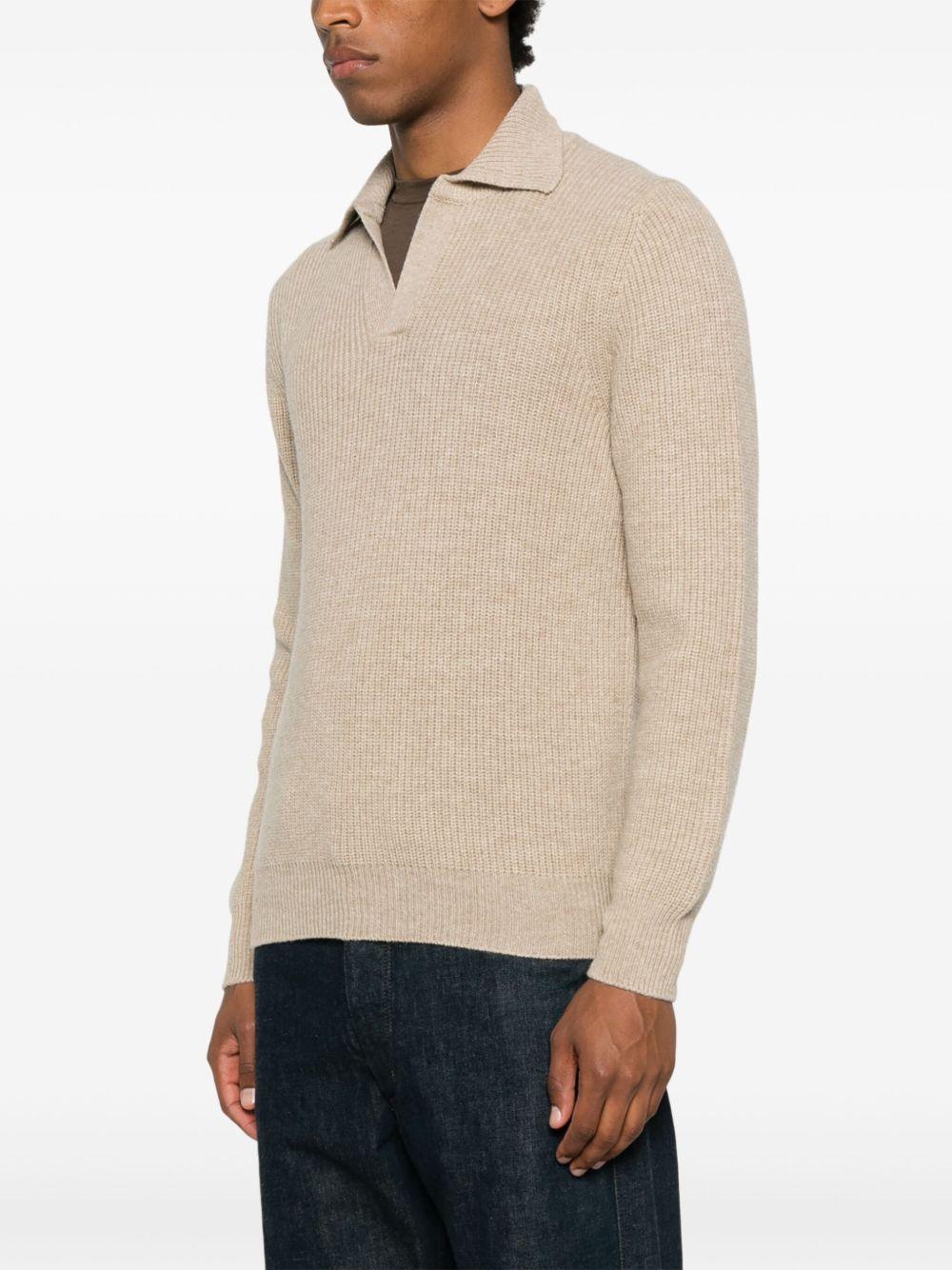 Maglione beige a coste con colletto classico LUTAGSI2508 010 TAGLIATORE 