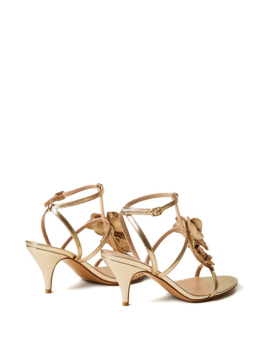 Sandali con tacco dorati e dettaglio floreale 261TGT082 10366 TWINSET 