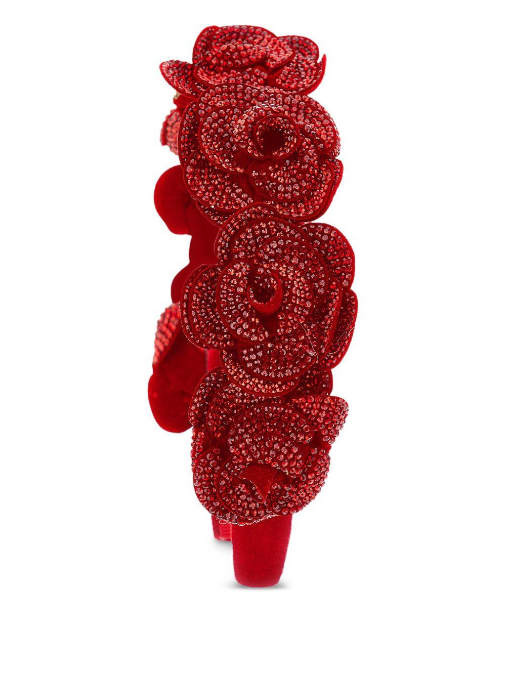 Cerchietto Rosso Monnalisa: Strass e Fiori