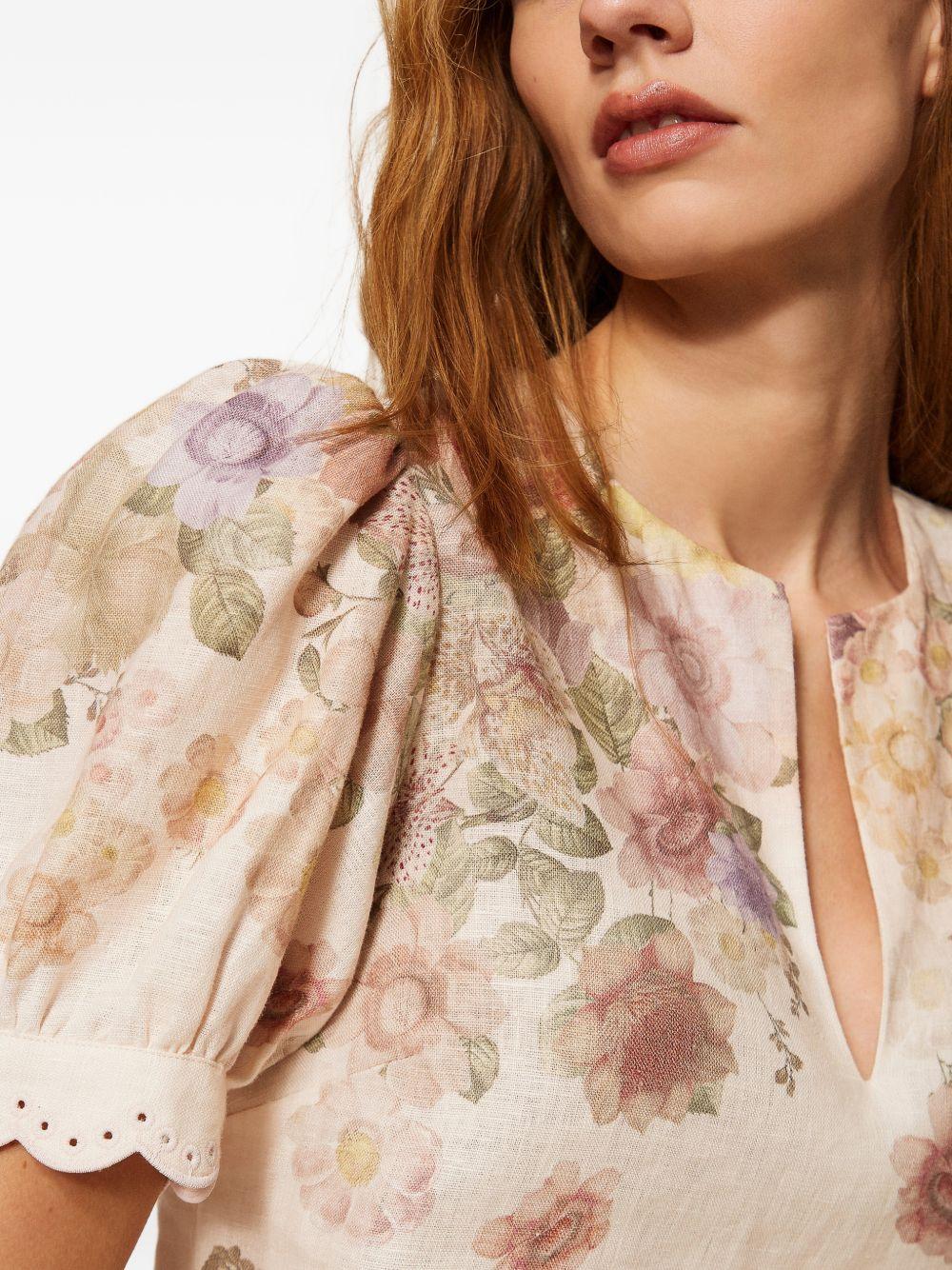 Blusa in lino con stampa floreale 261TT2573 13588 TWINSET 