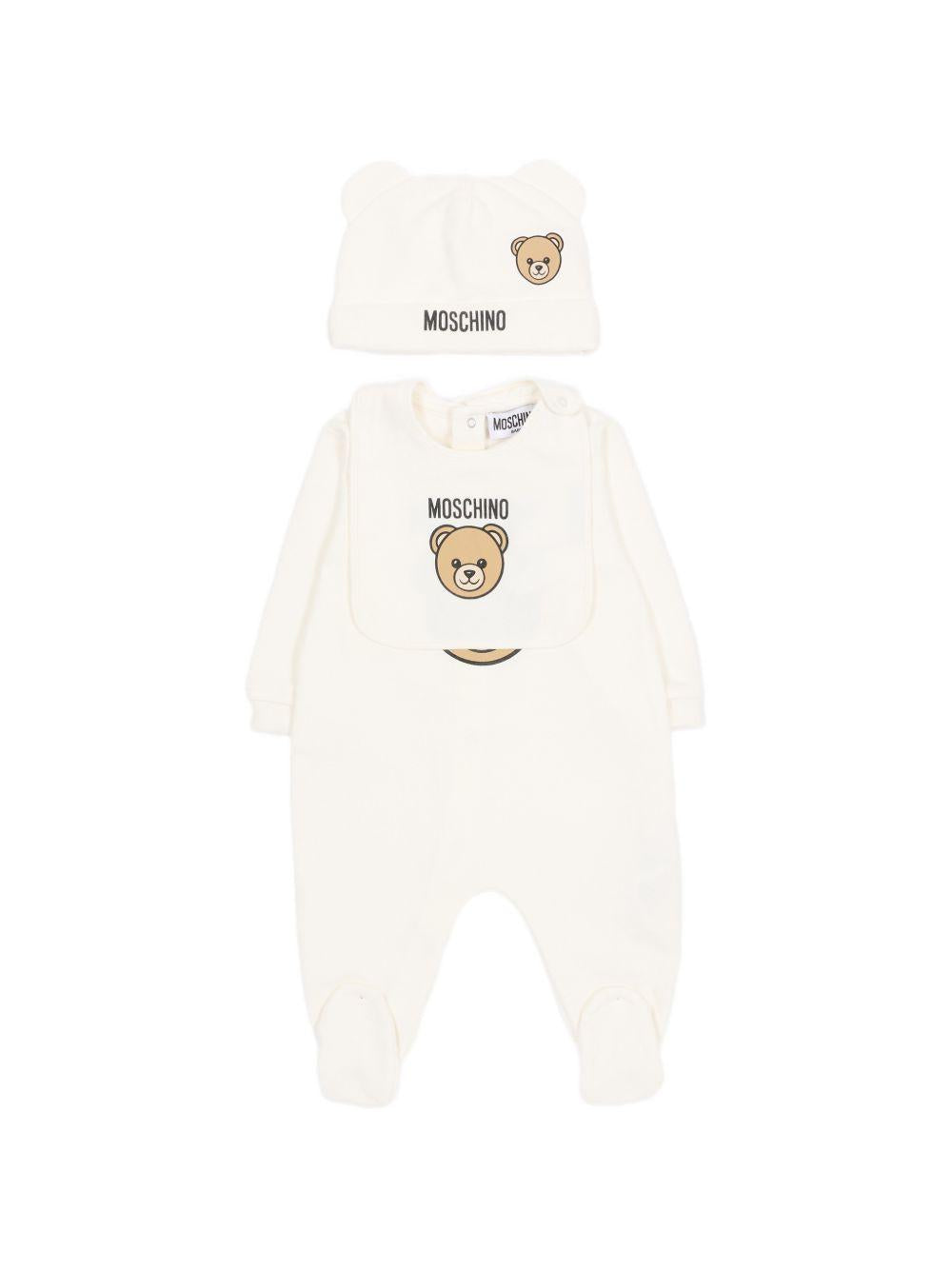 Completo in cotone con orsetto MUY097LCA19 10063 MOSCHINO KIDS 