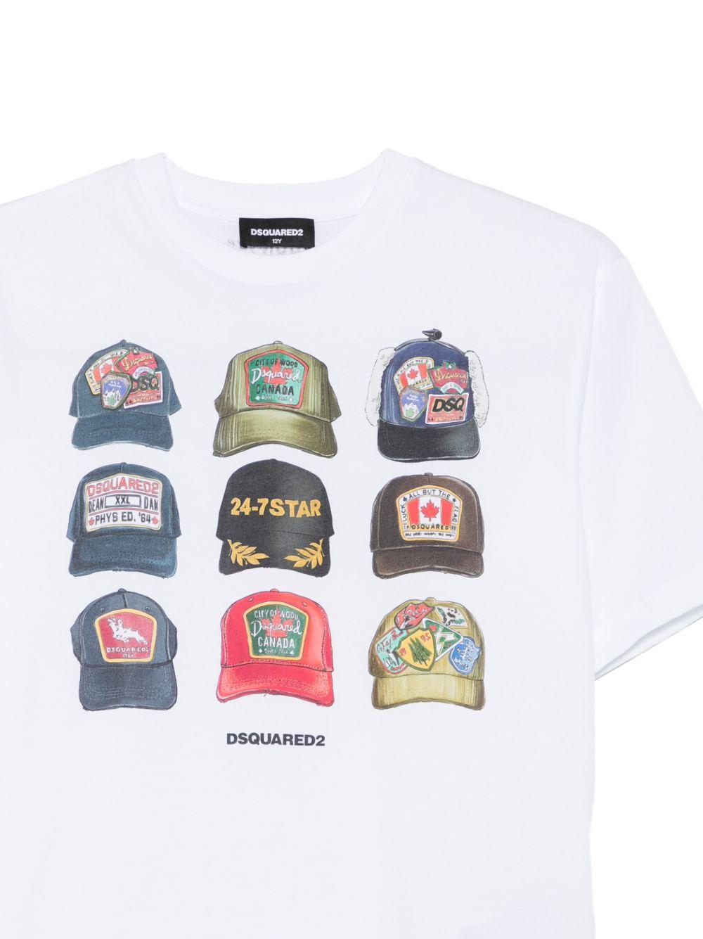 T-shirt girocollo in cotone con stampa DQ3386D0AG7 DQ100 DSQUARED KIDS 