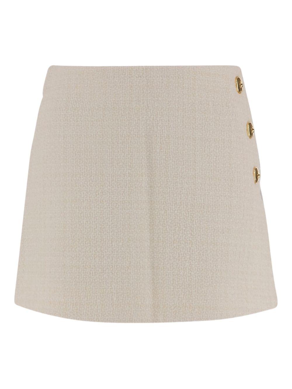 Minigonna bianca con bottoni dorati e spacco laterale 105792A2VJ Z05 PINKO 