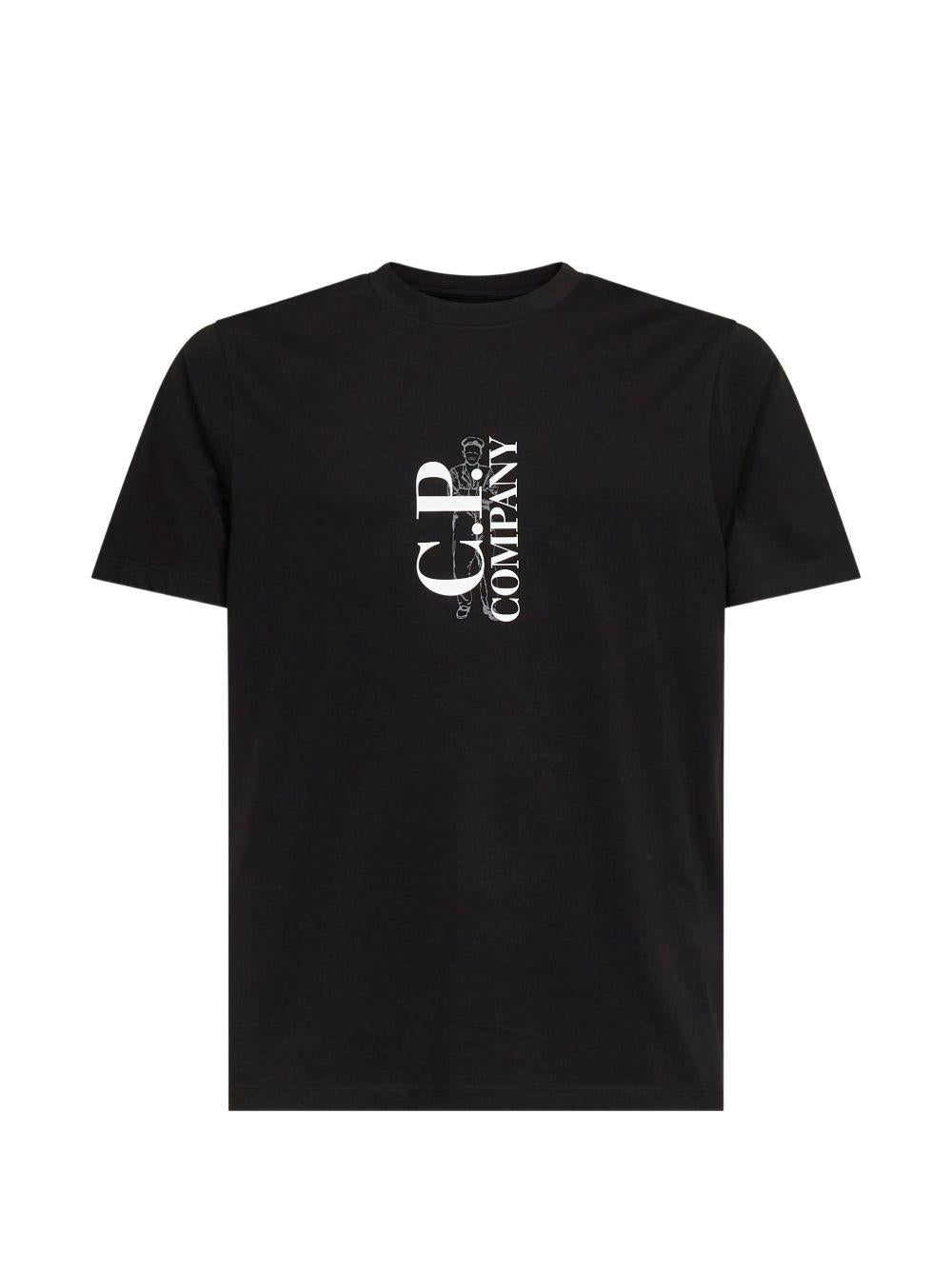 T-shirt in cotone con stampa logo 20CMTS084A005100W 999 CP COMPANY 