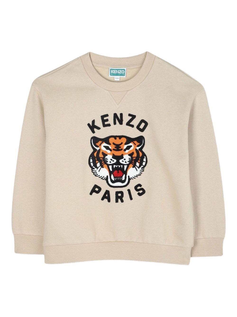 Felpa beige con ricamo Tiger Head K61432 249 KENZO KIDS 
