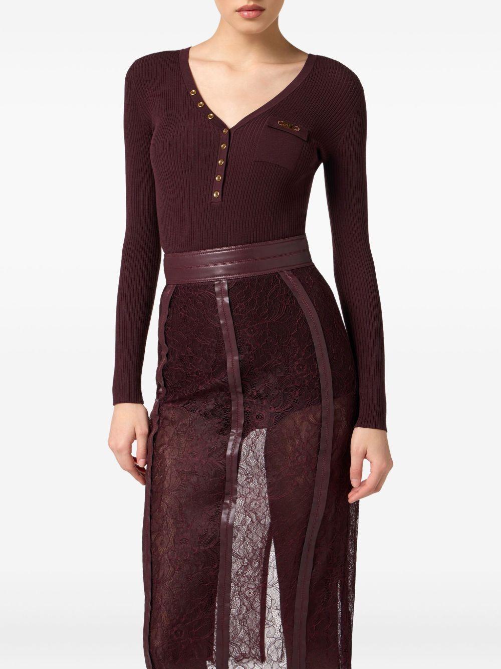 Top a Coste con Scollo a V MK12B56E2 EA4 ELISABETTA FRANCHI 