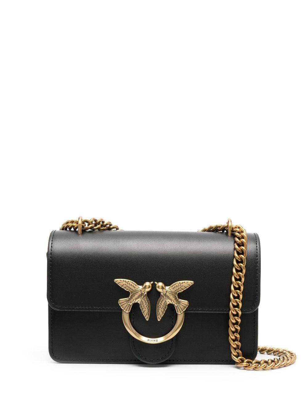 Borsa a Spalla Nera in Pelle con Fibbia Love Birds 100074A0F1 Z99Q PINKO 
