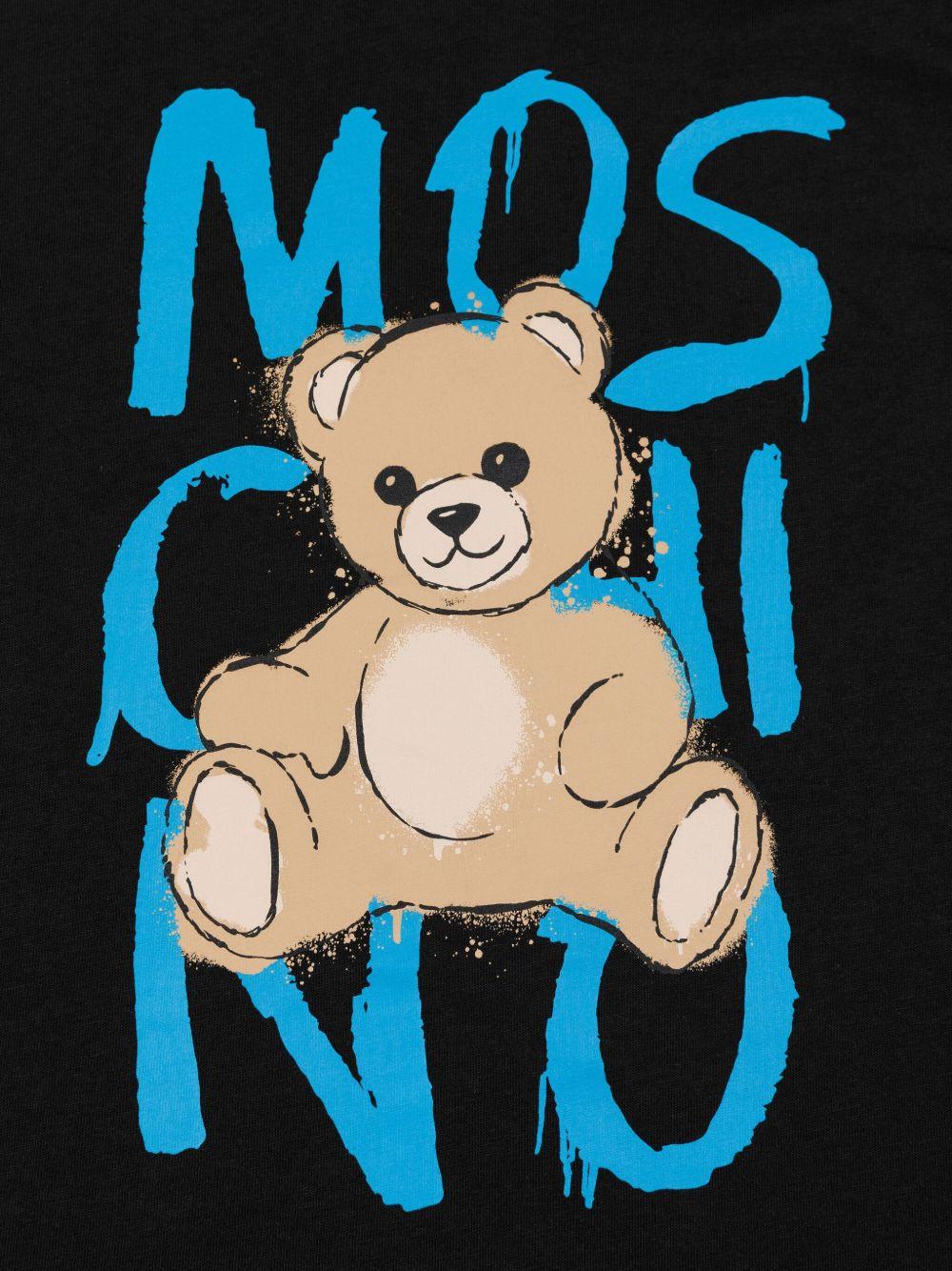 T-shirt Nera Maniche Corte con Teddy Bear HNM05GLAA20 60100 MOSCHINO KIDS 