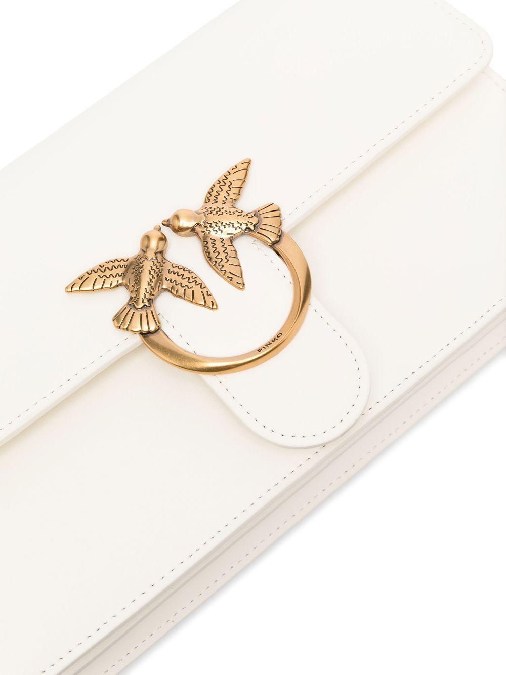 Borsa a Tracolla Bianca in Pelle con Catena e Logo Oro 100941A0F1 Z14Q PINKO 