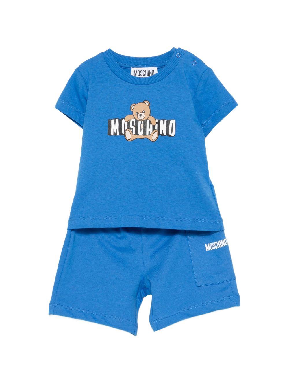 Completo t-shirt e shorts cobalto MUG01ULCA19 40630 MOSCHINO KIDS 