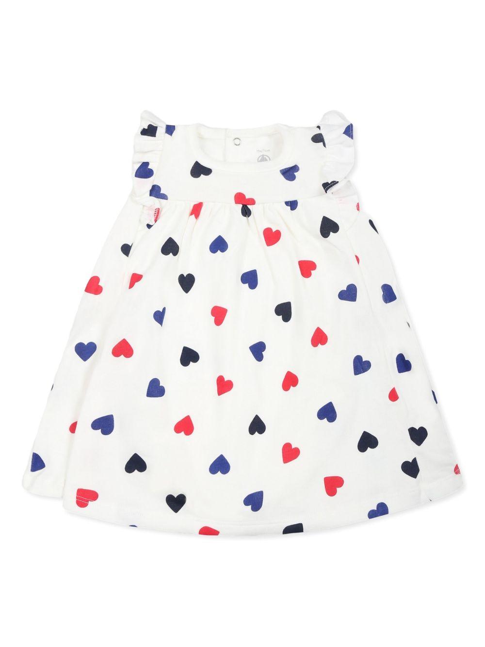 Abito bianco con cuori multicolor all-over neonata