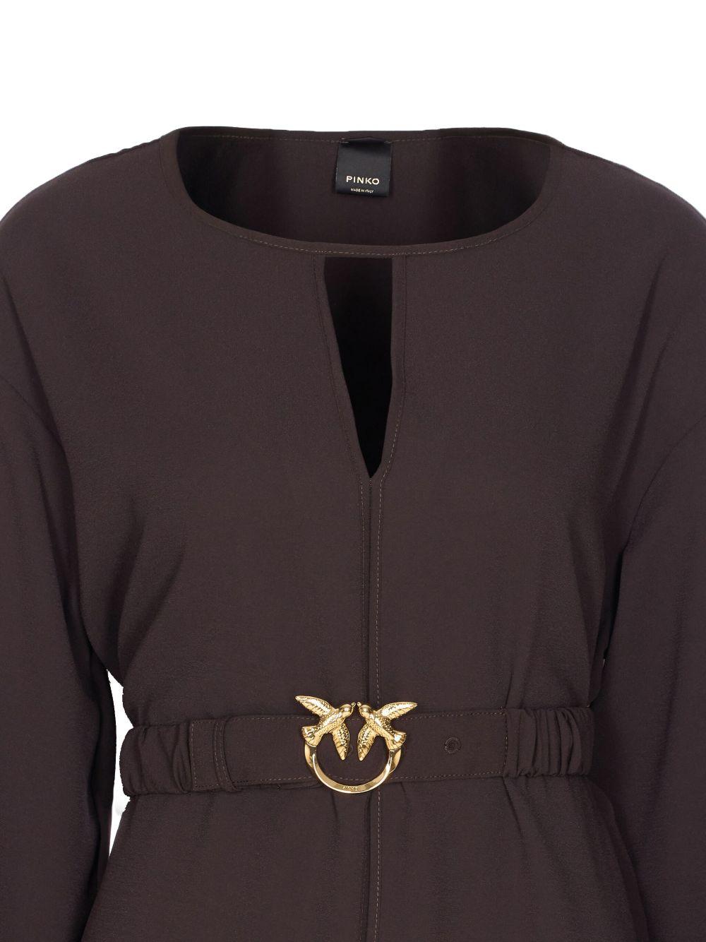 Abito marrone con cintura decorata 105586A2QW M04 PINKO 