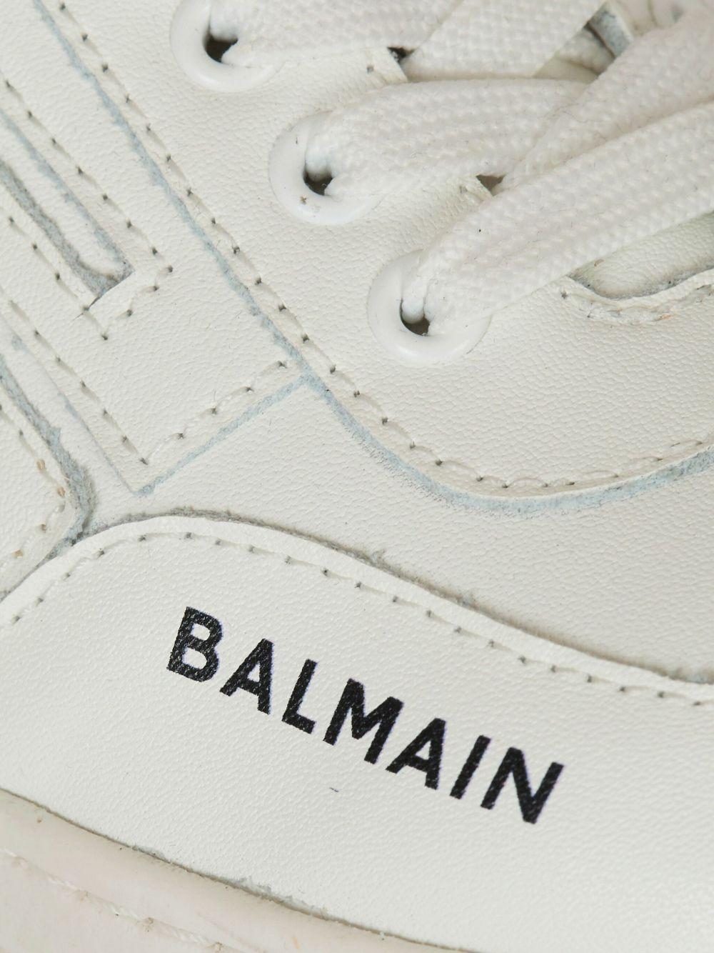 Sneakers Bianche in Pelle con Logo Laterale BX0Q16Z1574 100 BALMAIN KIDS 