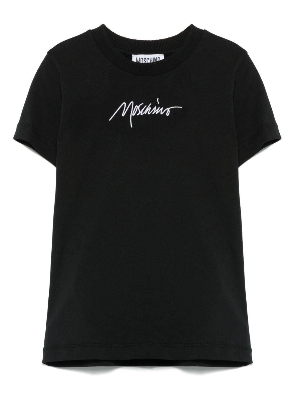T-shirt nera logo ricamo